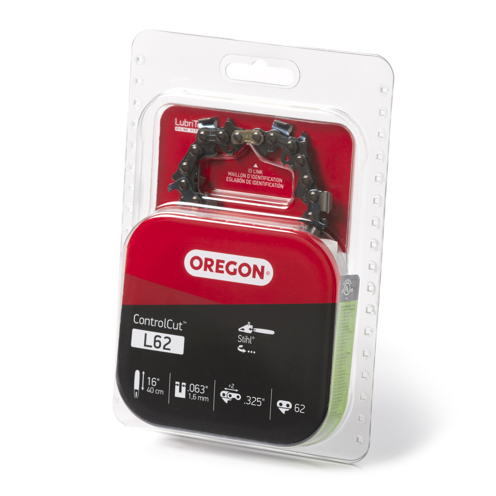 Oregon, ControlCut Chainsaw Chain, Bar Length 16 in, Chain Pitch 0.325 in, Model# L62